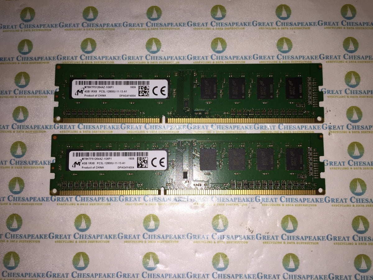 "Lot of 2" Micron MT8KTF51264AZ-1G6P1 8GB Total (4GBx2) DDR3 PC3L-12800U Memory