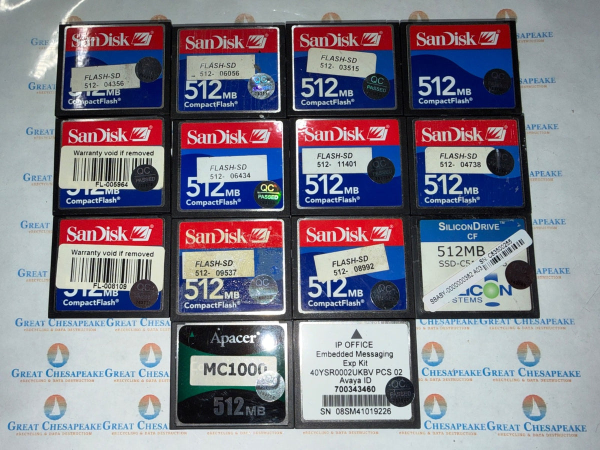 14 Various Brands 512MB Compact Flash Cards As Shown TESTED!