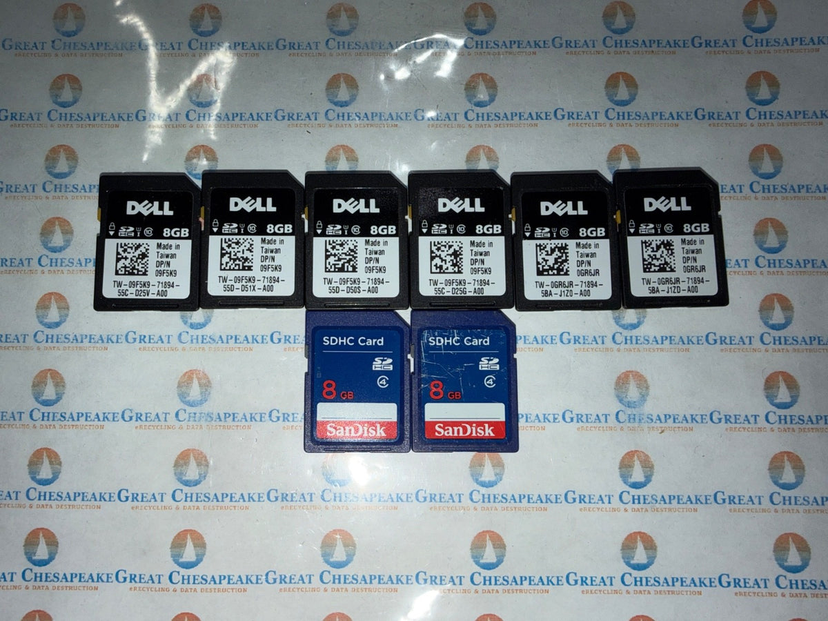 Lot of 8 Dell & SanDisk iDRAC 8GB vFlash SD Card AS SHOWN.