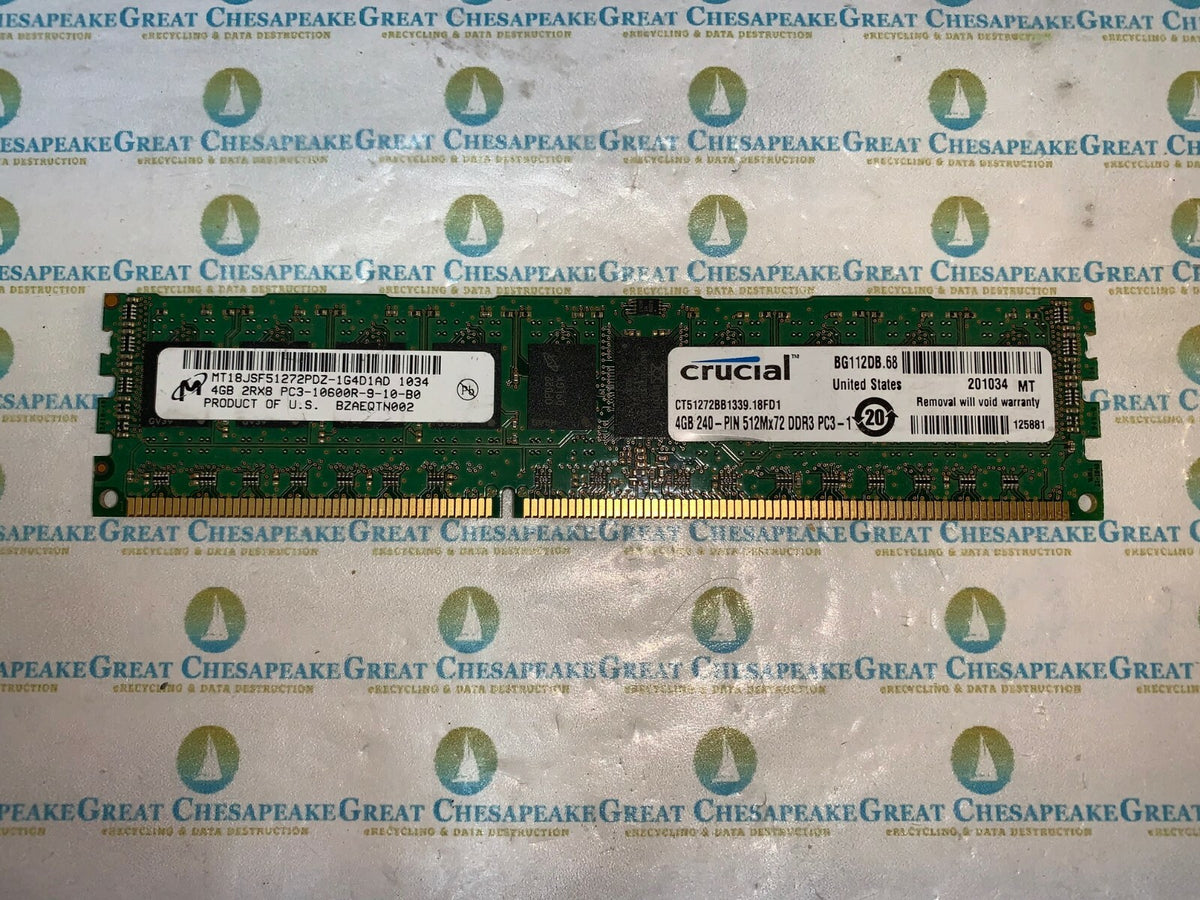 Micron MT18JSF51272PDZ-1G4D1 4GB PC3-10600R DDR3 Server Ram Reg ECC TESTED!