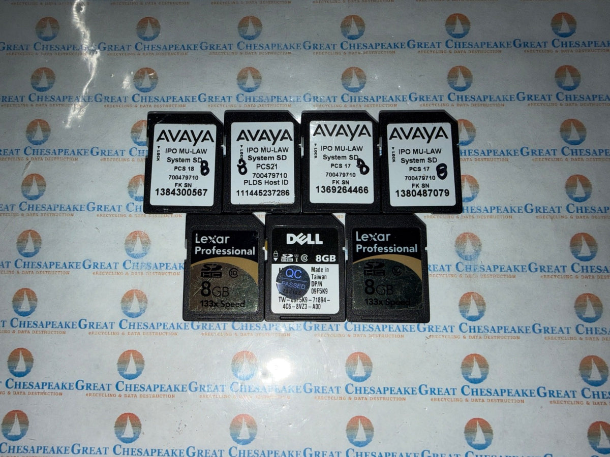 7 Various Brands 8GB SDHC Cards As Shown TESTED!