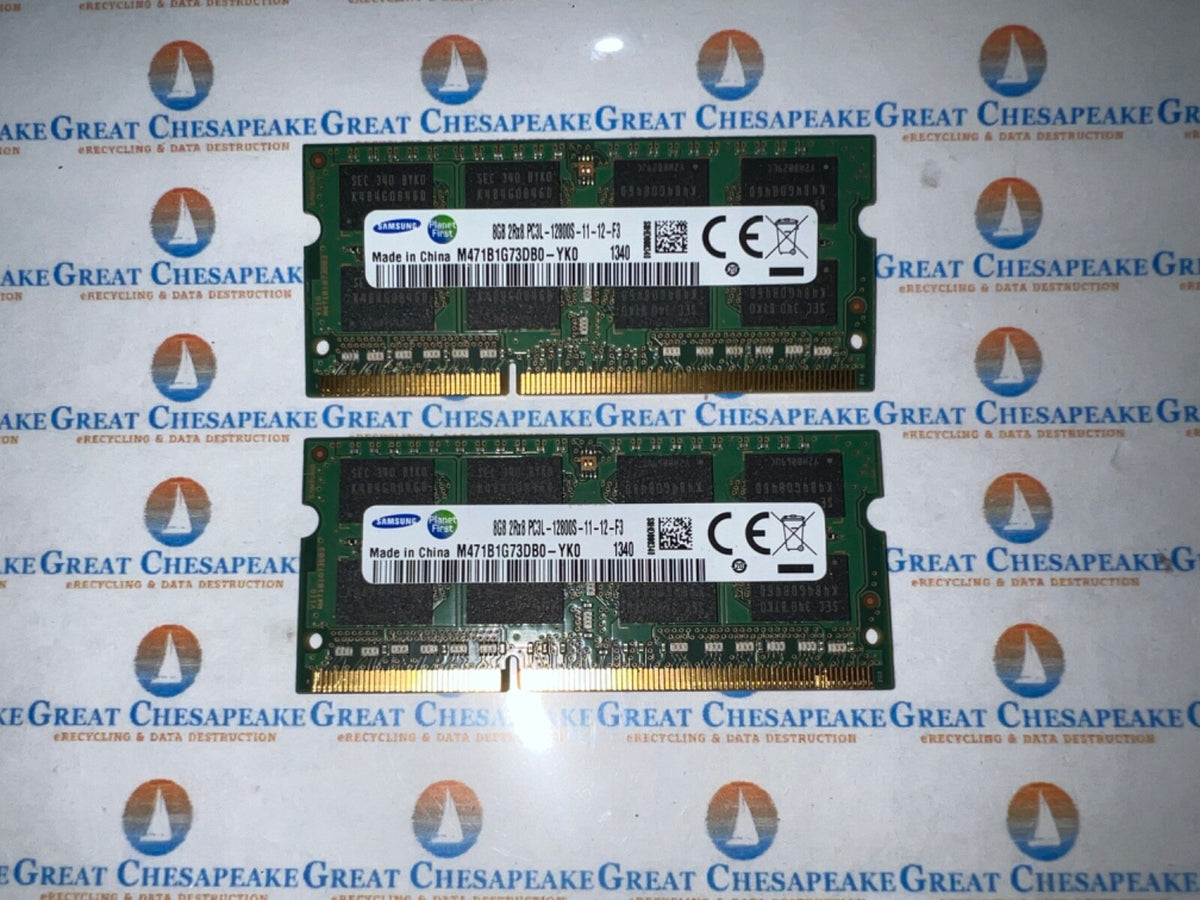 Lot of 2 Samsung M471B1G73DB0-YK0 8GB 16GB Total SODIMM PC3L-1280S0 DDR3 TESTED!