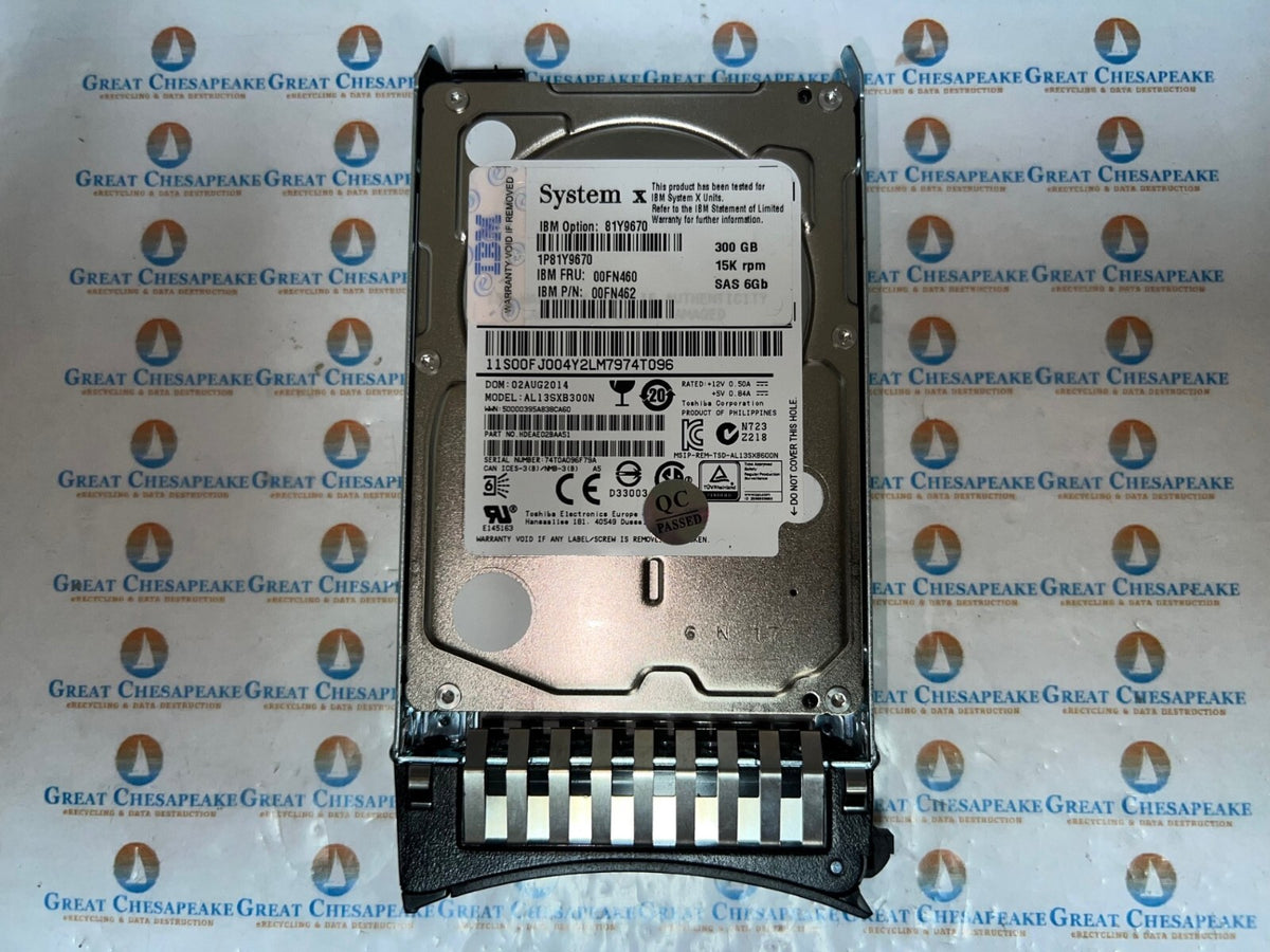 Toshiba AL13SXB300N 300GB 2.5" SAS 15kRPM Server Drive w/Caddy TESTED!