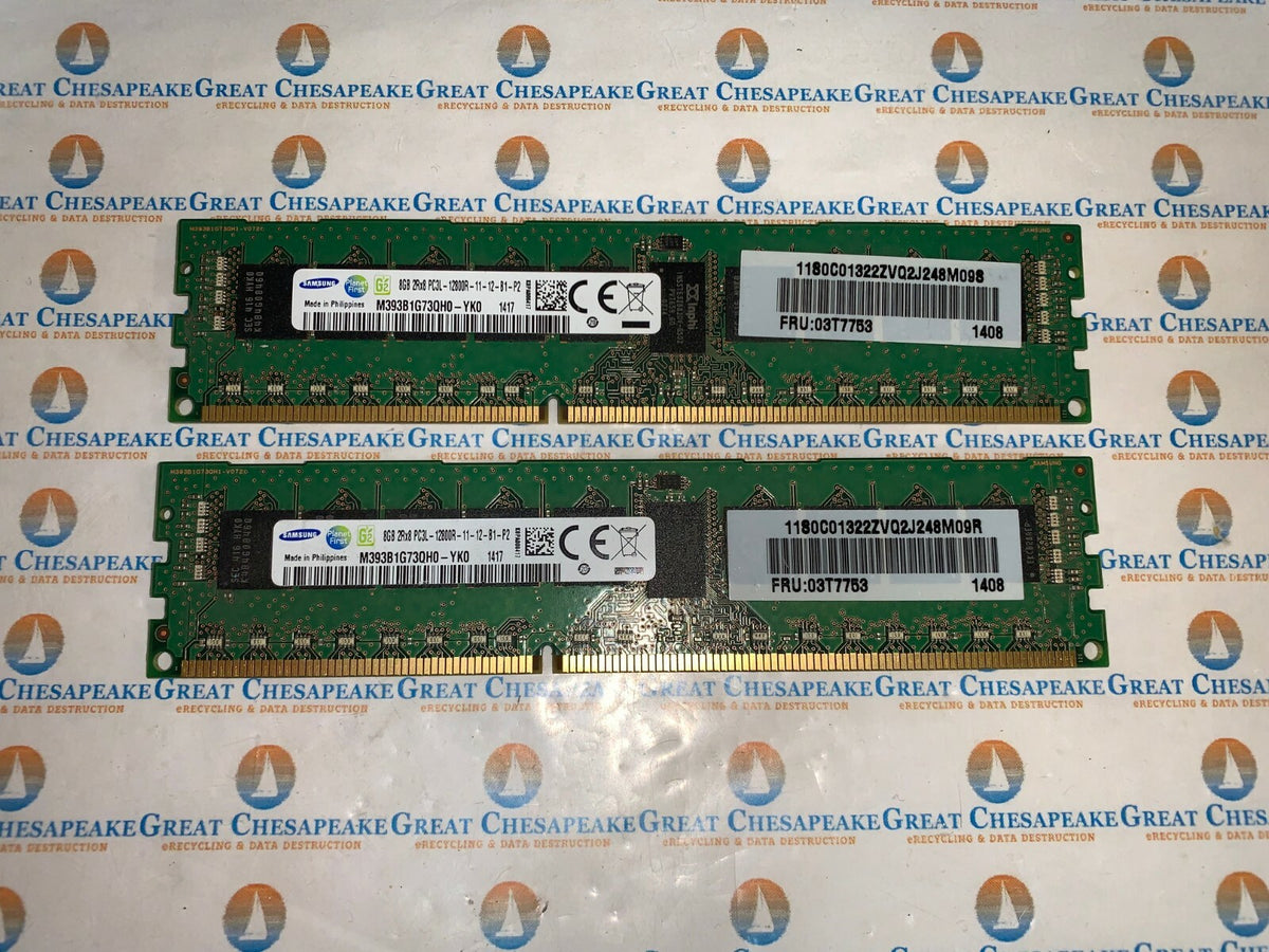"Lot of 2" Samsung M393B1G73QH0-YK0 16GB Total (8GBx2) PC3L-12800R Server Memory