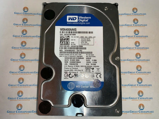 Western Digital WD6400AAKS-75A7B2 640GB SATA 7200RPM 3.5" HDD TESTED!