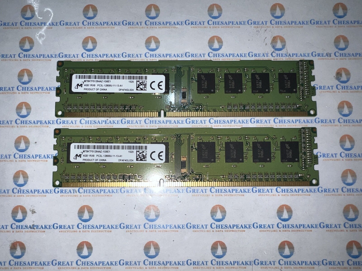 "Lot of 2" Micron MT8KTF51264AZ-1G6E1 8GB Total (4GBx2) PC3L-12800U DDR3 DIMM