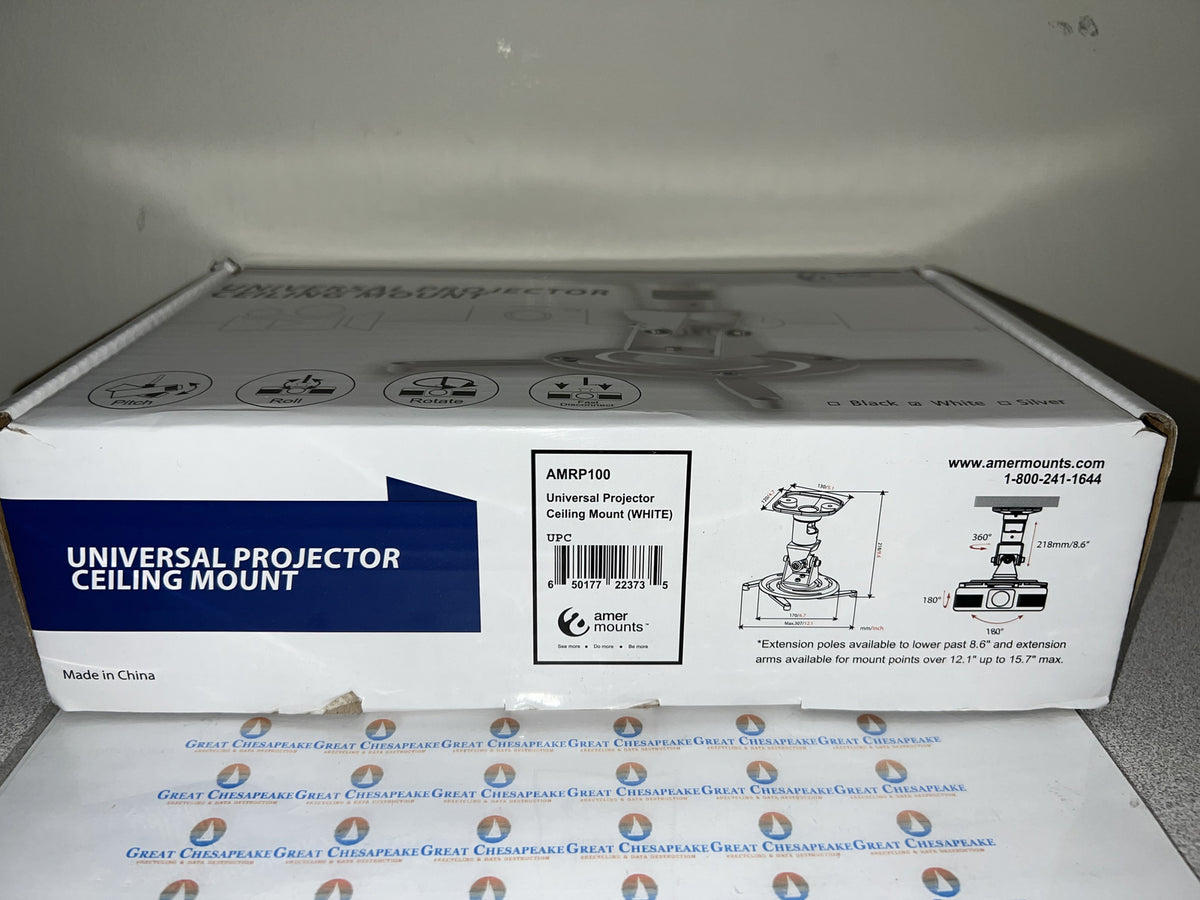 NEW AMER Projector Mount - Ceiling Bracket LCD DLP Tilt 360° Swivel 30lbs White!