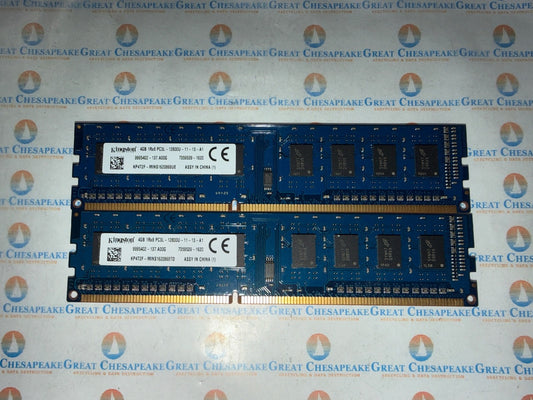 "Lot of 2" Kingston KP4T2F-MIN 8GB Total (4GBx2) PC3L-12800 DDR3 Desktop Ram
