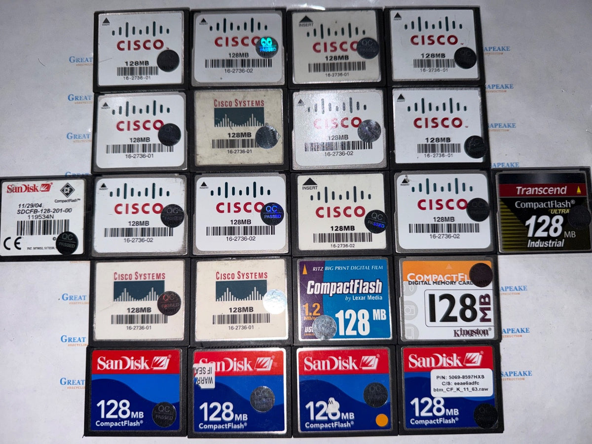 22 Various Brands 128MB Compact Flash Cards As Shown TESTED!