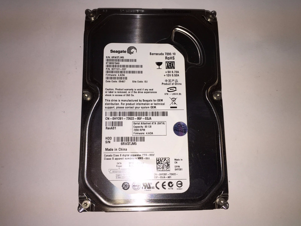 Seagate Barracuda ST380815AS 80GB Internal 7200RPM 3.5" SATA TESTED! Let's DEAL!