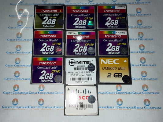 10 Various Brands 2GB Compact Flash Cards As Shown TESTED!