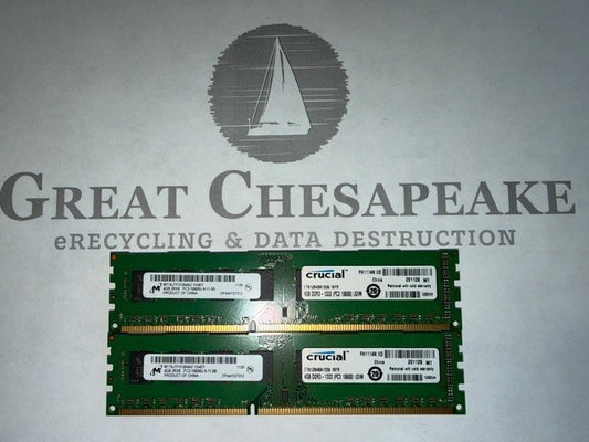 "Lot of 2" Micron MT16JTF51264AZ-1G4D1 8GB Total (4GBx2) PC3-10600U Desktop Ram