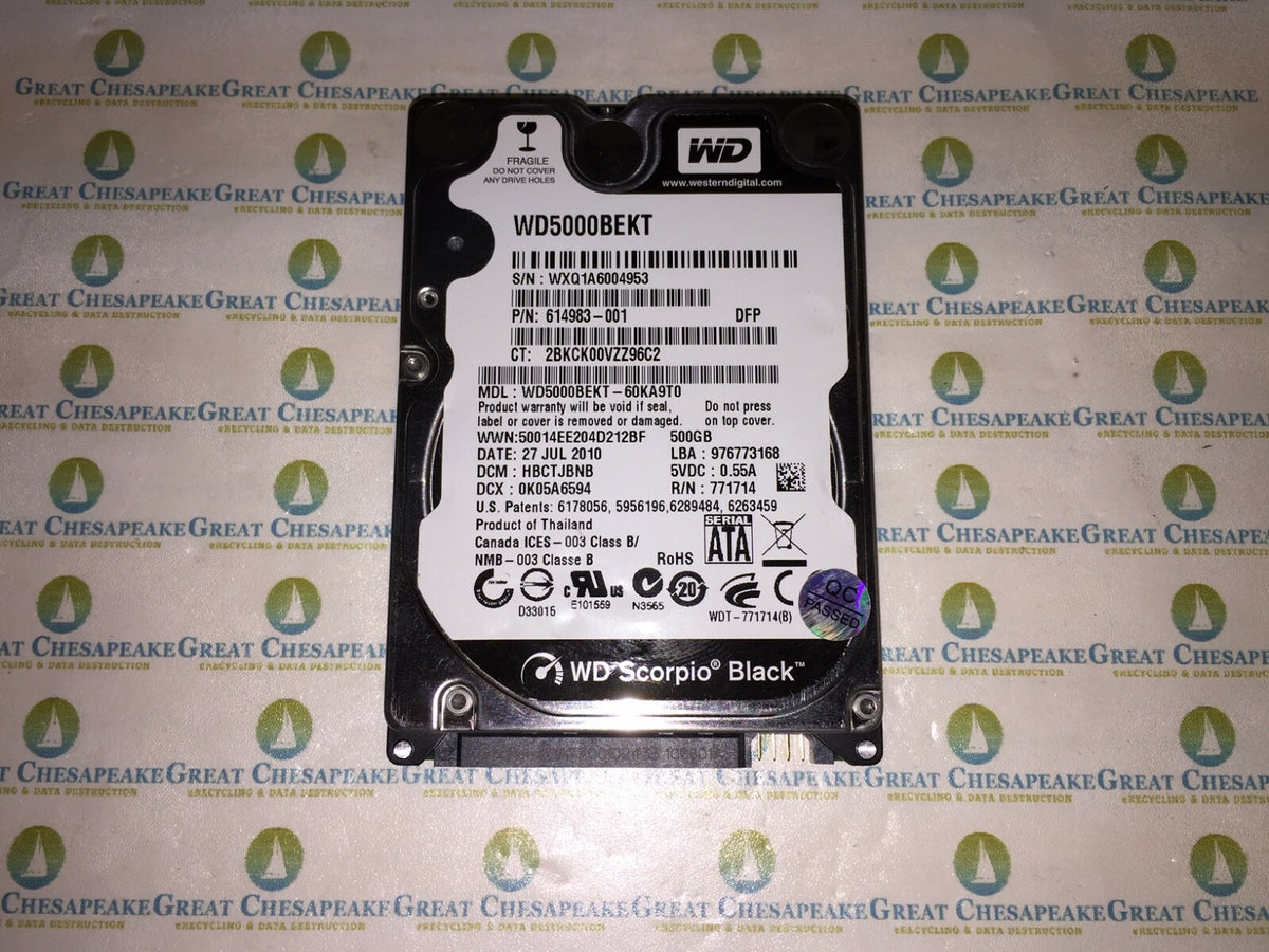 Western Digital WD5000BEKT-60KA9T0 2.5" 500GB Scorpio Black SATA 7200RPM TESTED!
