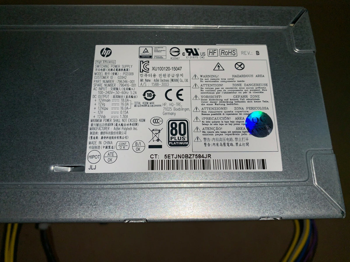 HP 796346-001 PCE009 400W Workstation Power Supply 796416-001 TESTED!