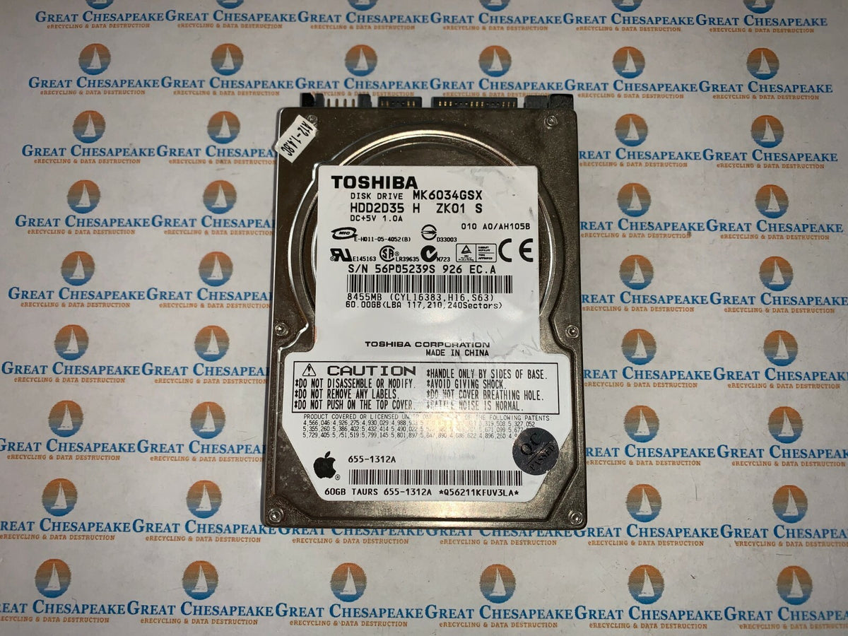 Toshiba MK6034GSX 60GB Internal 5400 RPM 2.5" HDD2D35 SATA HDD TESTED & Wiped!