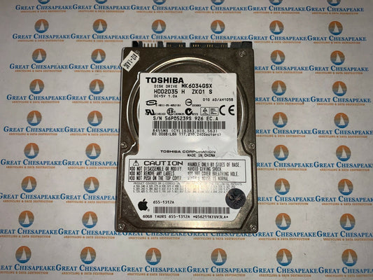 Toshiba MK6034GSX 60GB Internal 5400 RPM 2.5" HDD2D35 SATA HDD TESTED & Wiped!