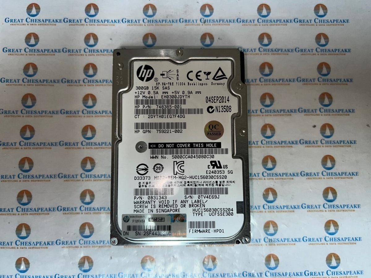 HP EH0300JDYTH 300GB SAS 2.5" 15kRPM 748385-001 TESTED!