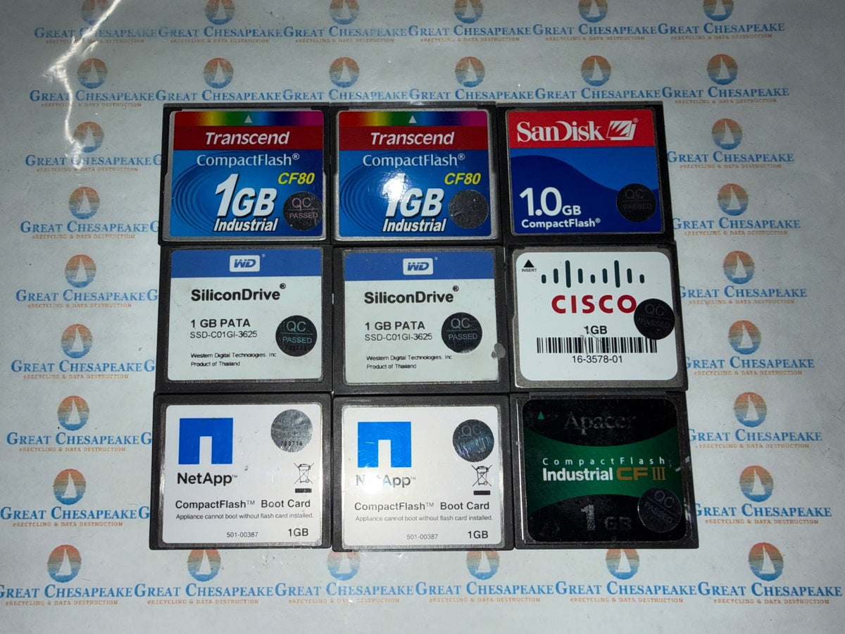 9 Various Brands 1GB Compact Flash Cards As Shown TESTED!