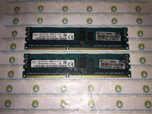 "Lot of 2" HYNIX HMT351R7EFR4A-H9 8GB Total (4GBx2) PC3L-10600R ECC REG SERVER