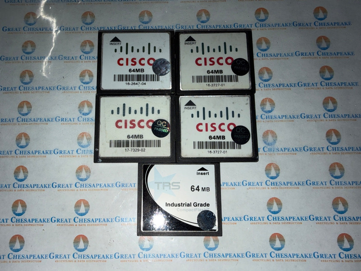 5 Various Brands 64MB Compact Flash Cards As Shown TESTED!