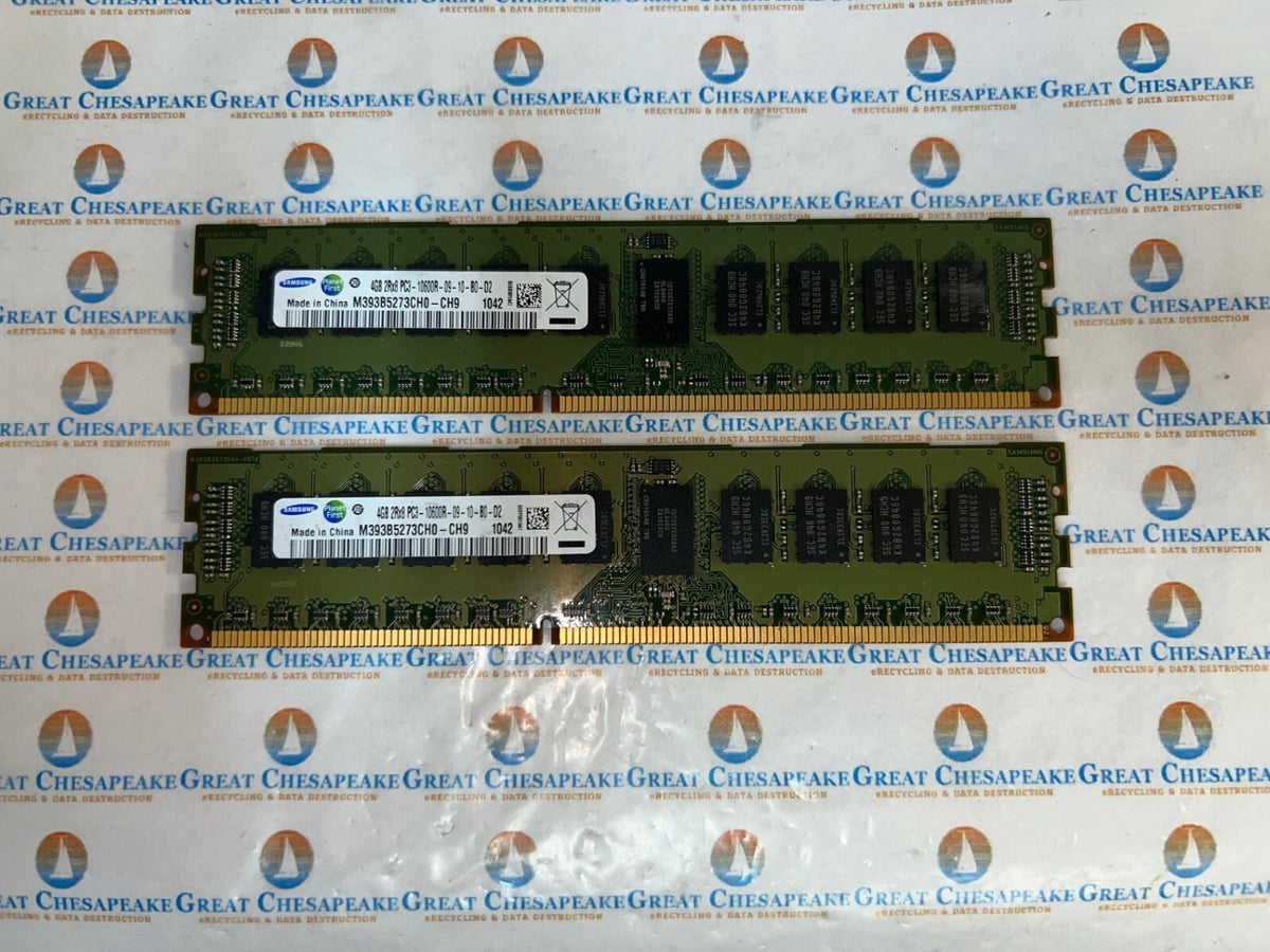 Lot of 2 Samsung M393B5273CH0-CH9 8GB Total (4GBx2) PC3-10600R DDR3 ECC Reg Ram!