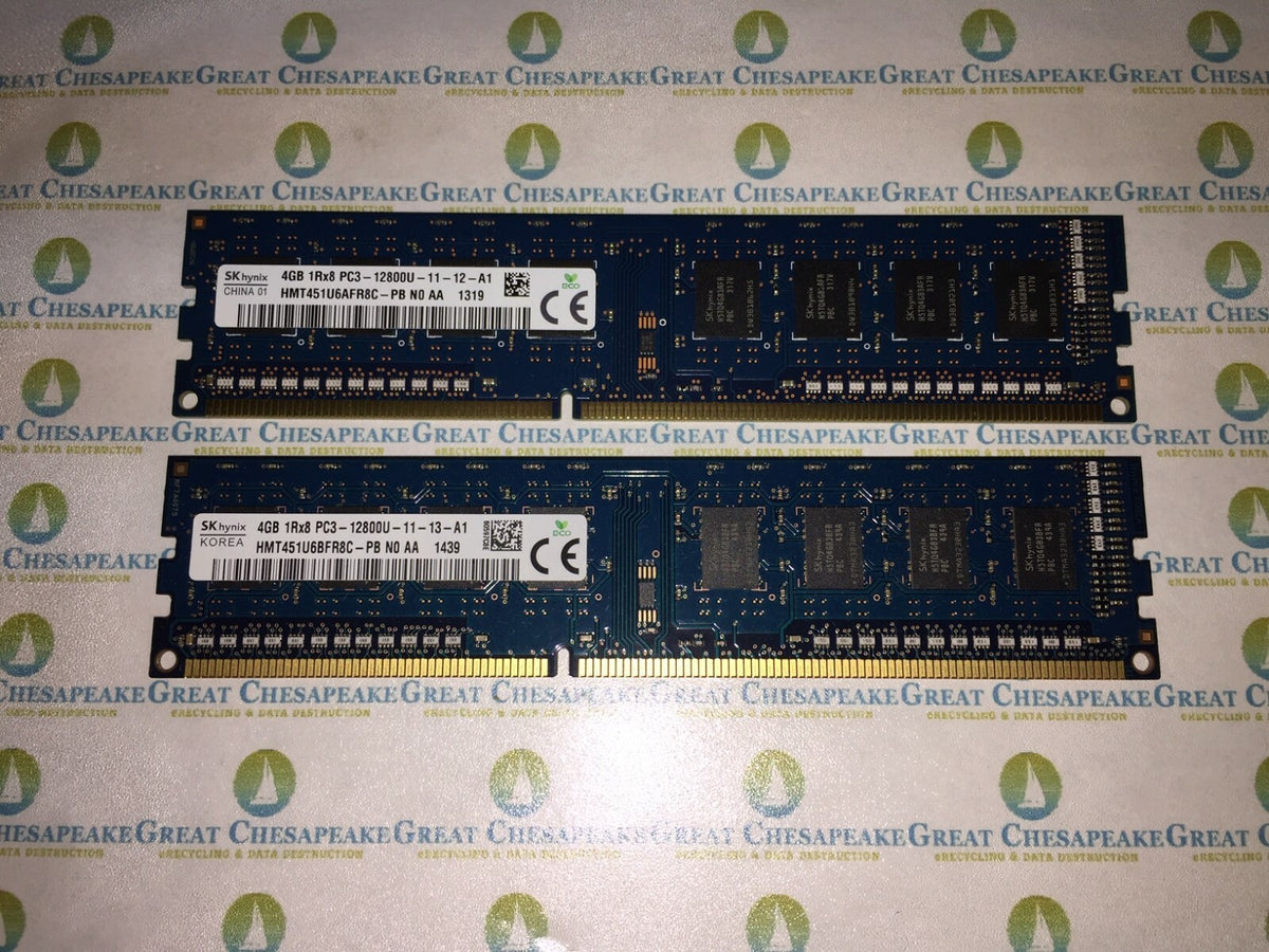 "Lot of 2" Hynix HMT451U6AFR8C-PB 8GB Total (4GBx2) PC3-12800U DIMM DDR3 SDRAM