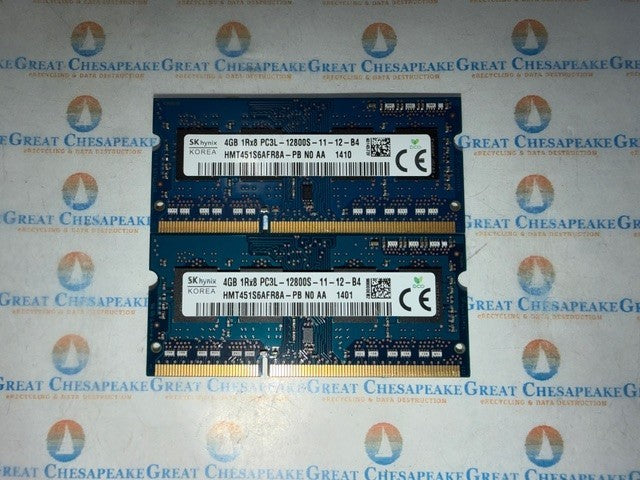 "Lot of 2" SK Hynix HMT451S6AFR8A-PB 8GB Total (4GBx2) PC3L-12800S DDR3 SODIMM