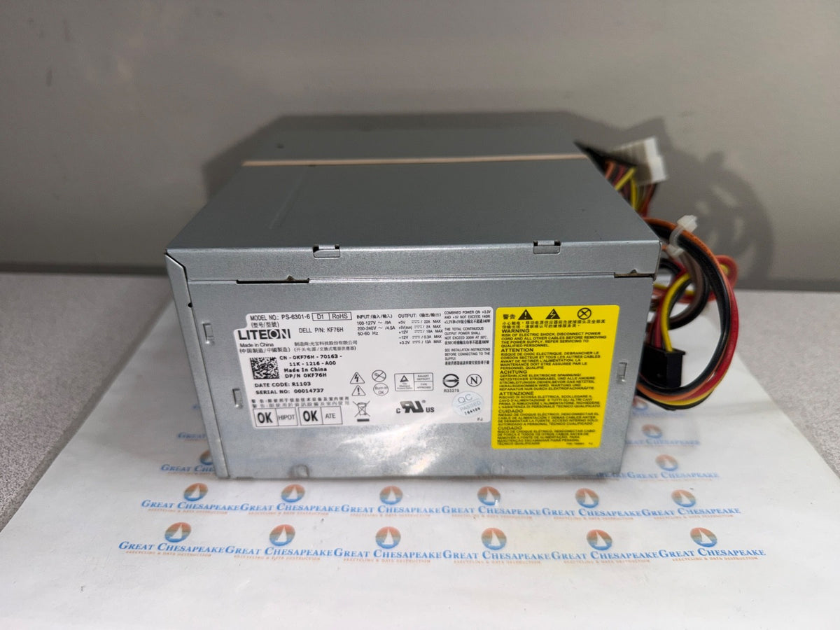 Lite-On PS-6301-6 DELL 0KF76H 300W Power Supply 24-Pin SATA TESTED!