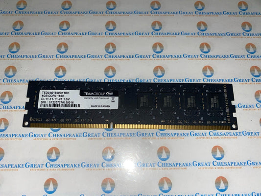 TEAMGROUP TED34G1600C11BK 4GB DDR3-1600 desktop memory module