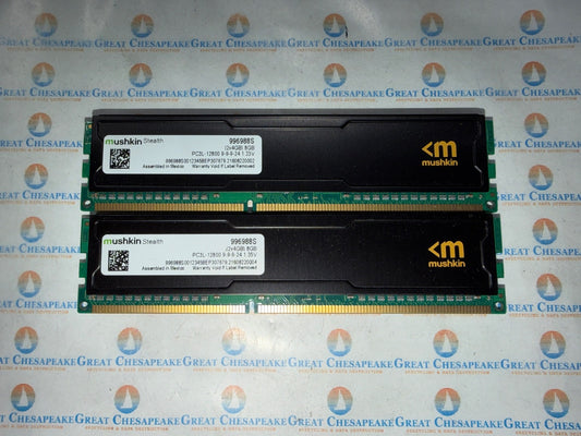 "Lot of 2" Mushkin Stealth 8GB Total (4GBx2) PC3L-12800 Desktop Ram TESTED!
