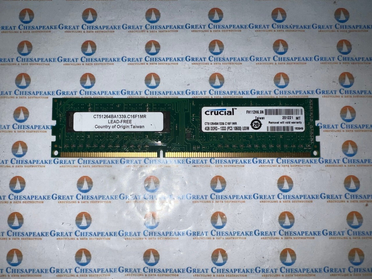 CRUCIAL CT51264BA1339.C16F1MR 4GB PC3-10600 DDR3 240 Pin DIMM TESTED!