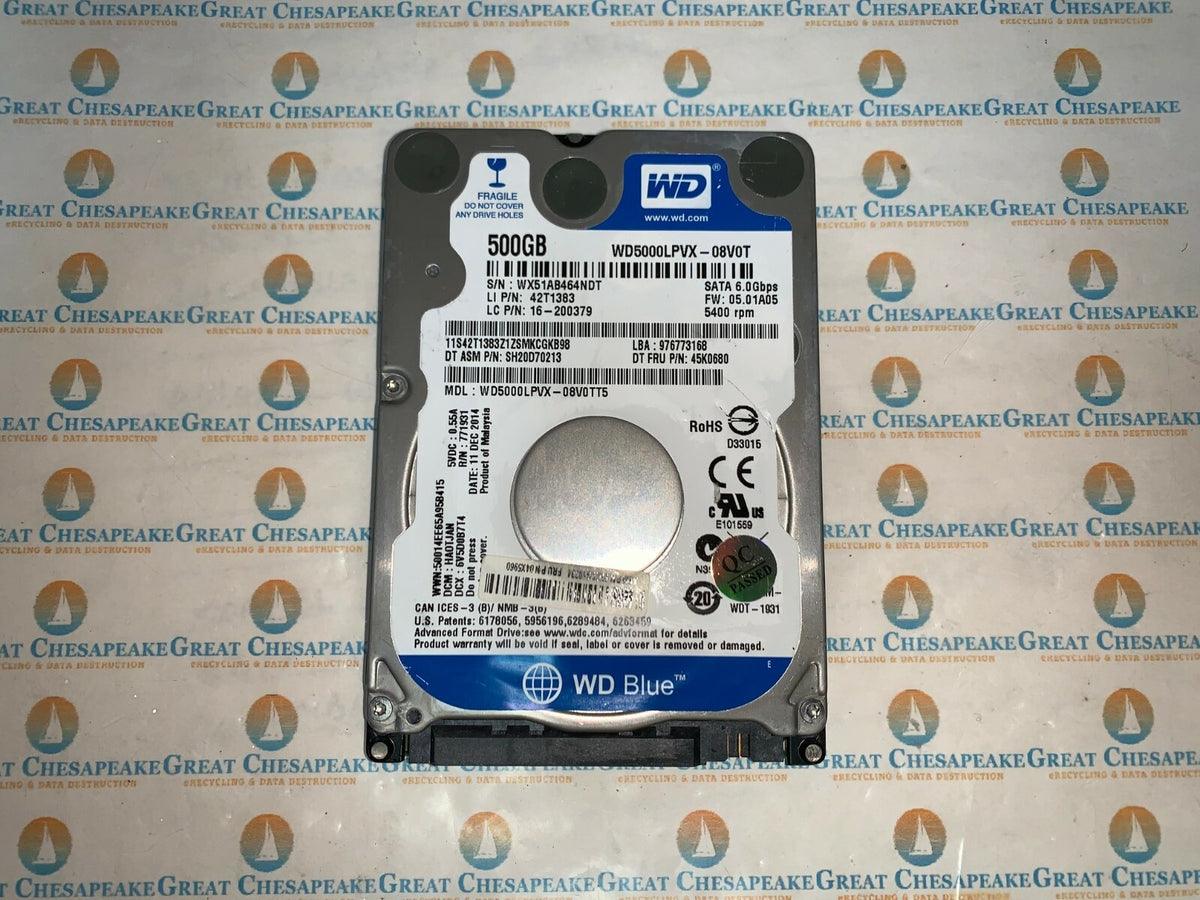 Western Digital WD5000LPVX-08V0TT5 Blue 500GB SATA 5400RPM 2.5" HDD TESTED!