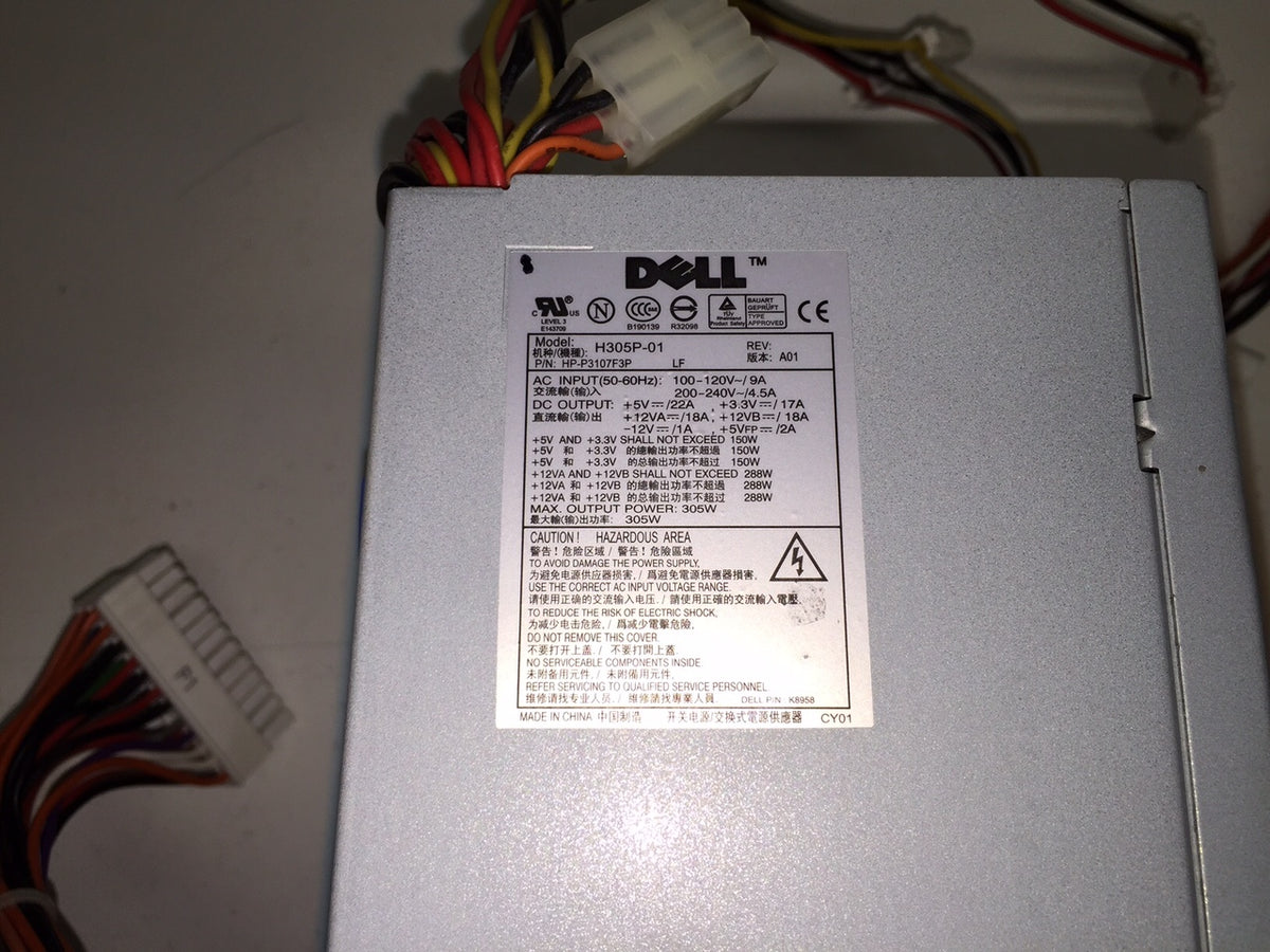 DELL K8958 H305P-01 HP-P3107F3P 305W Power Supply TESTED and Cleaned!