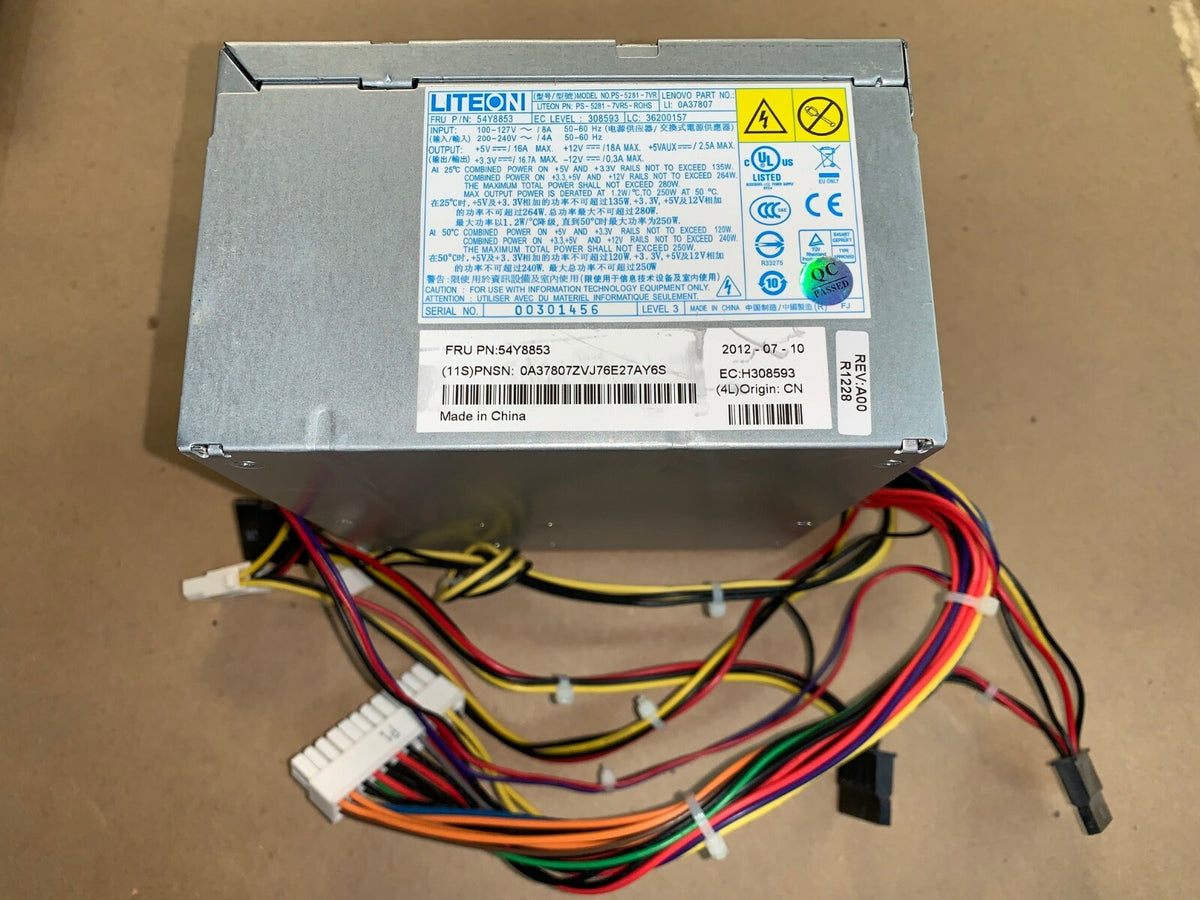 LiteOn PS-5281-7VR 54Y8853  Lenovo ThinkCentre Desktop 250W Power Supply TESTED!