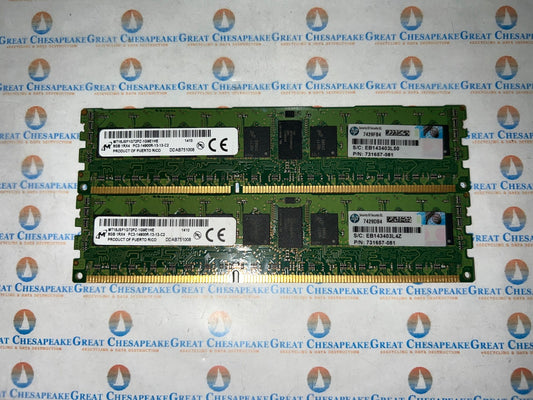 "Lot of 2" Micron MT18JSF1G72PZ-1G9E1 16GB Total (8GBx2) PC3-14900R DDR3 ECC Ram