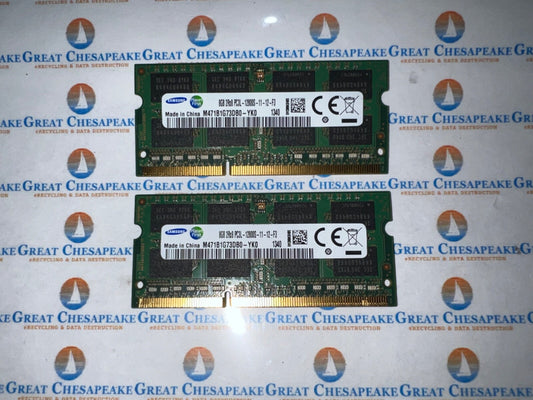 Lot of 2 Samsung M471B1G73DB0-YK0 8GB 16GB Total SODIMM PC3L-1280S0 DDR3 TESTED!