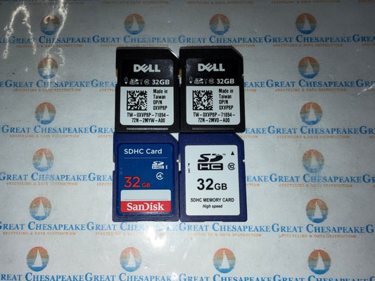 4 Various Brands 32GB SDHC Cards As Shown TESTED!