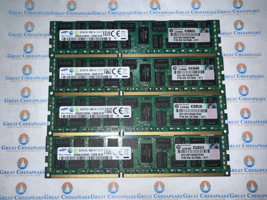 Lot of 4 Samsung M393B1K70DH0-YH9 32GB Total (8GBx4) PC3L-10600R DDR3 Server Ram