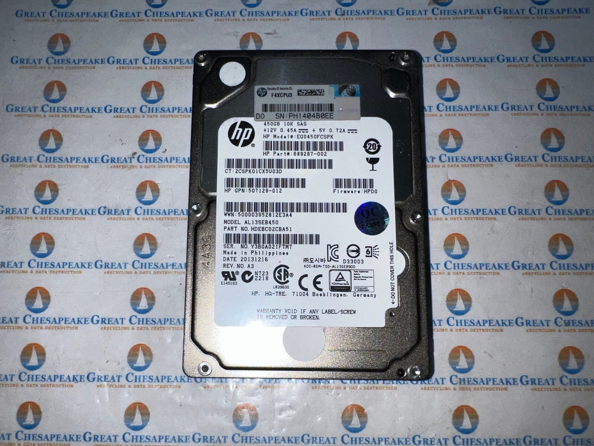 HP EG0450FCSPK 450GB 2.5" SAS 10kRPM Server Drive TESTED!