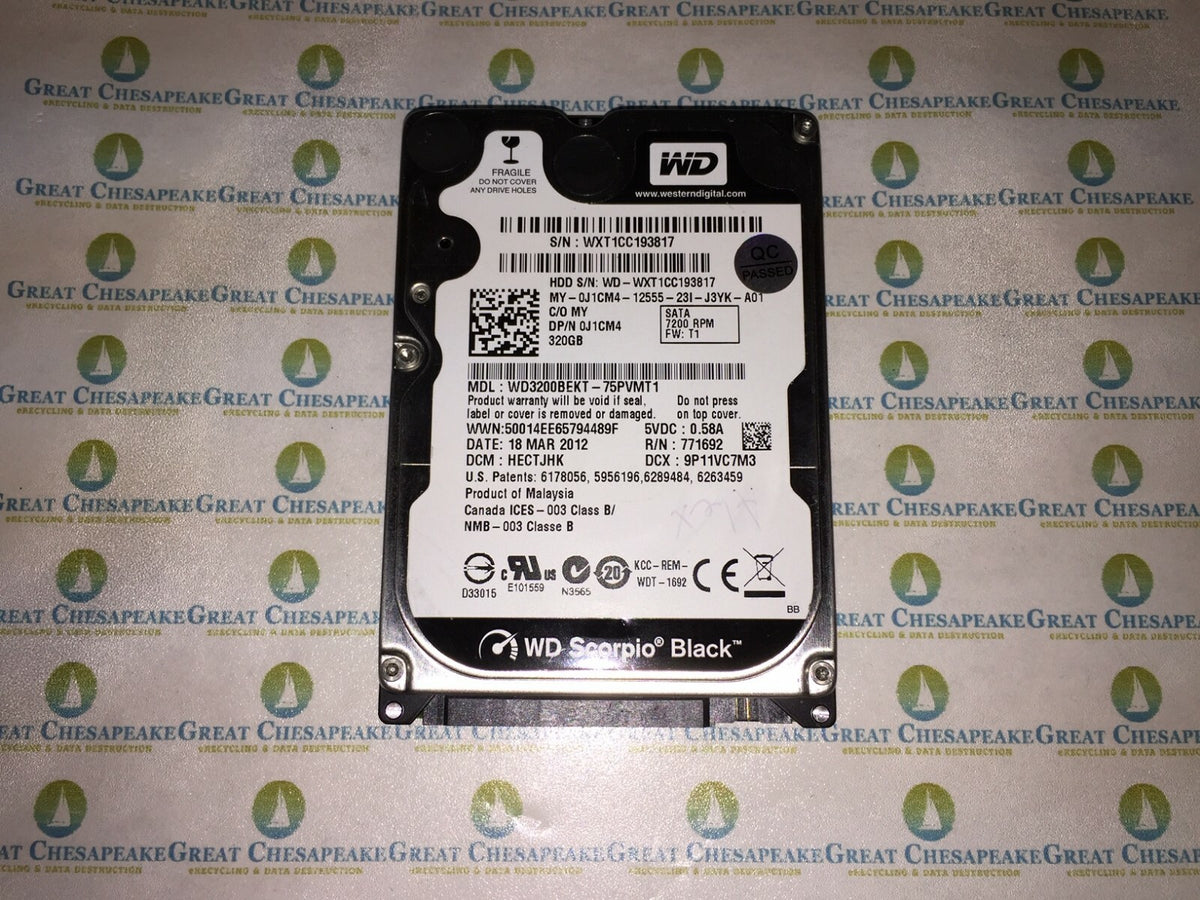 Western Digital WD3200BEKT-75PVMT1 Scorpio Black 320GB SATA 7200RPM 2.5" TESTED!