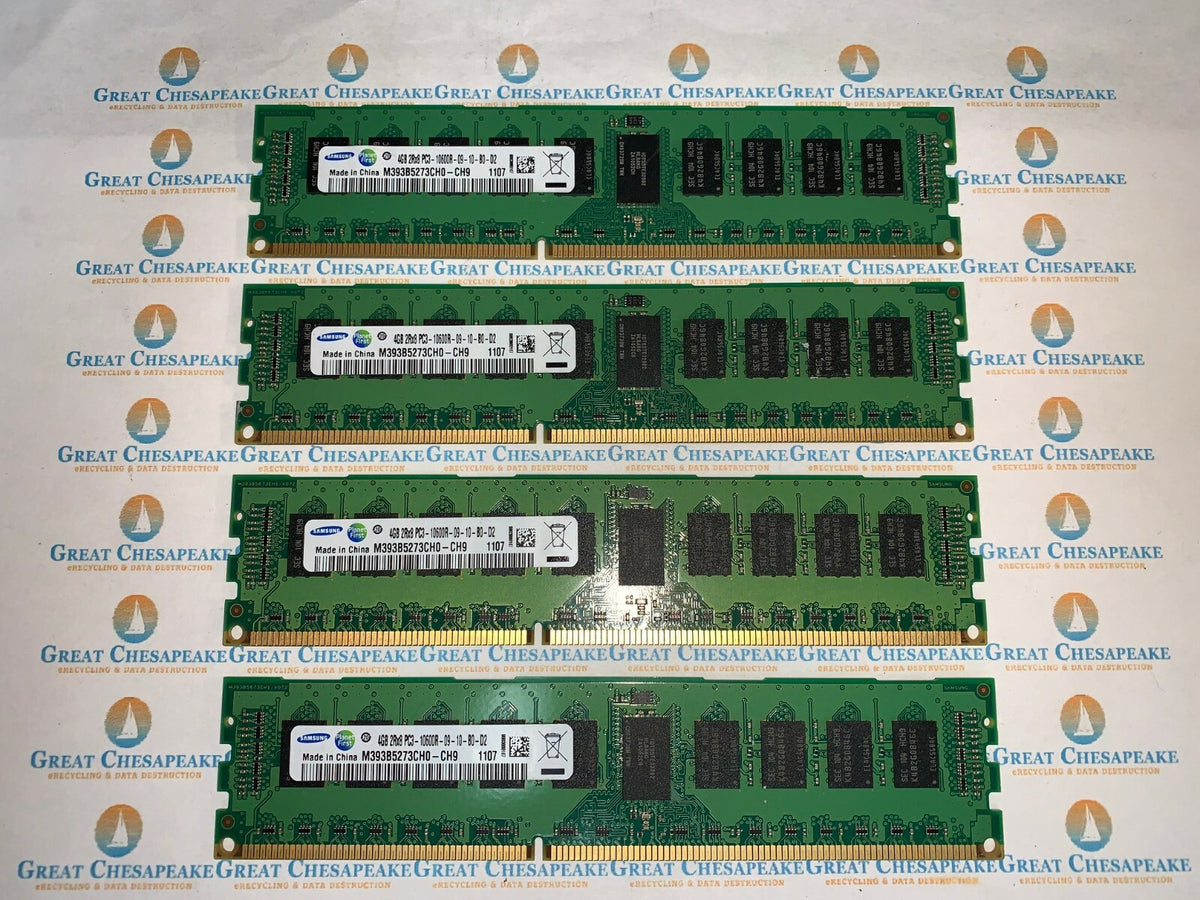 Lot of 4 Samsung M393B5273CH0-CH9 16GB Total (4GBx4) PC3 10600R Server ECC DDR3