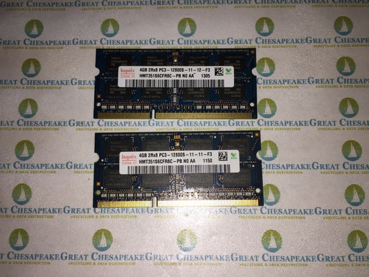 Lot of 2 Hynix HMT351S6CFR8C-PB 8GB Total (4GBx2) DDR3 SODIMM PC3-12800S 1600MHz