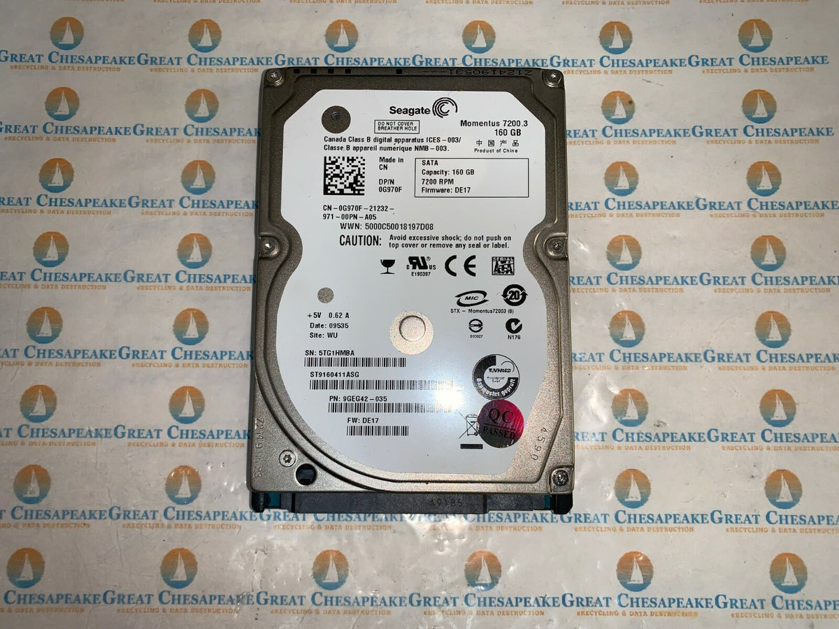 Seagate Momentus ST9160411ASG 160GB SATA 7200RPM 2.5" Hard Drive TESTED!