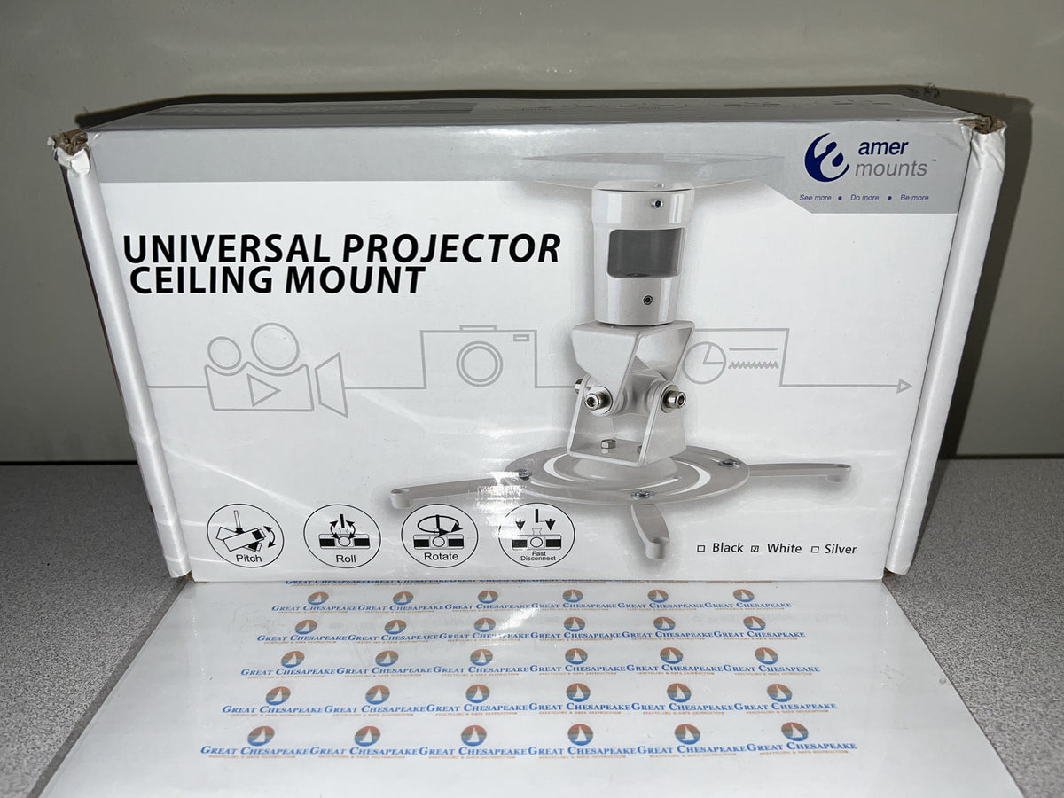 NEW AMER Projector Mount - Ceiling Bracket LCD DLP Tilt 360° Swivel 30lbs White!